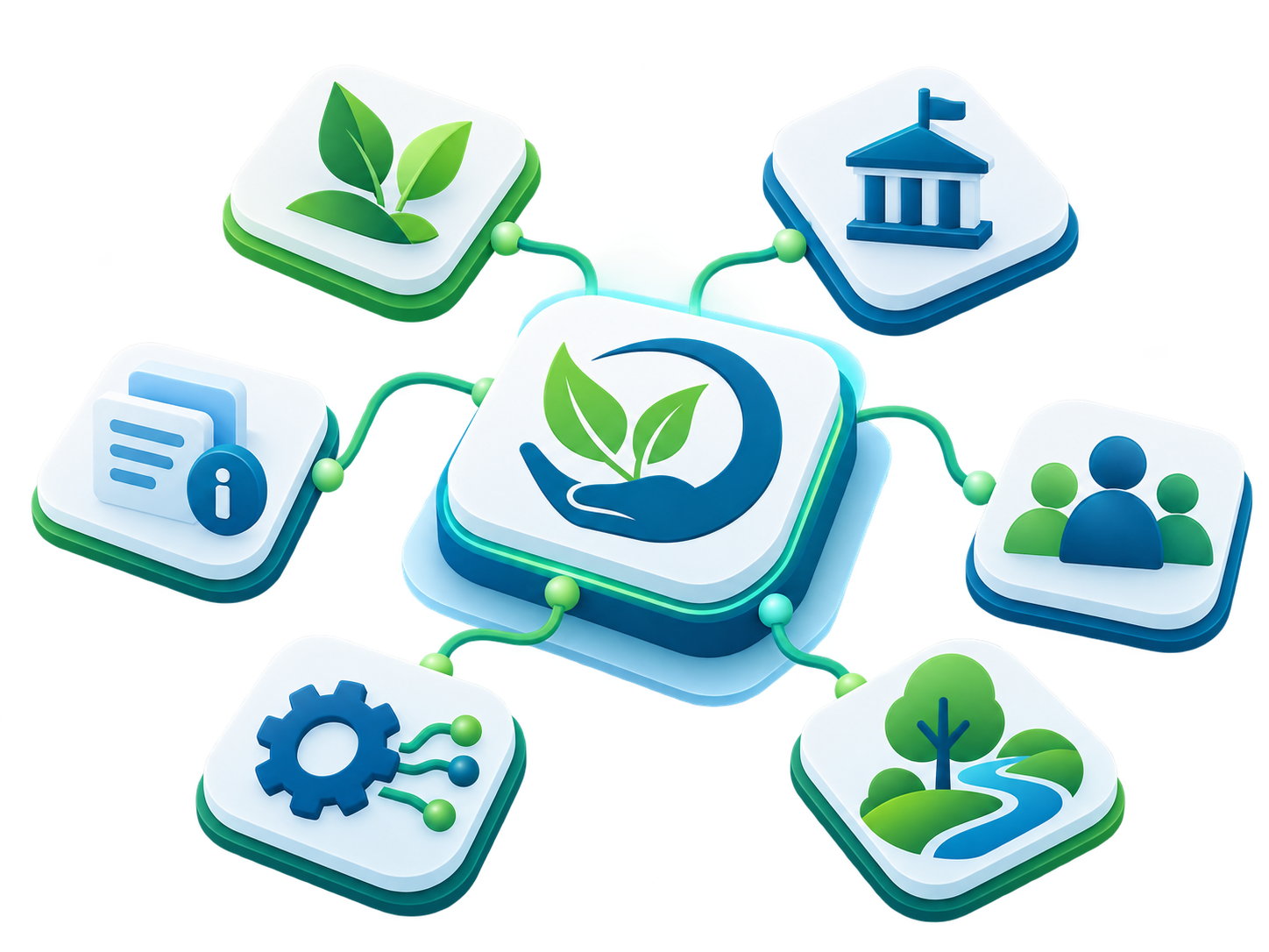 Representação integrada da gestão ambiental municipal com tecnologia, administração pública e meio ambiente